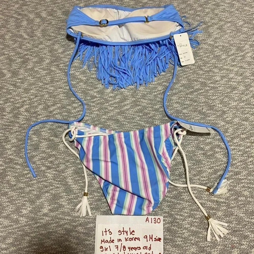 Coloured‎ bikini set top/bottoms Made in Korea 9M=girl 7-8 years old. SKU-A130